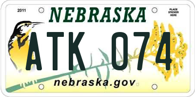 NE license plate ATK074