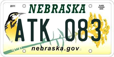 NE license plate ATK083