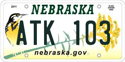 NE license plate ATK103