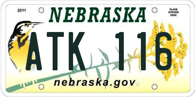 NE license plate ATK116