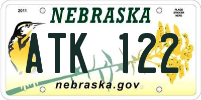 NE license plate ATK122
