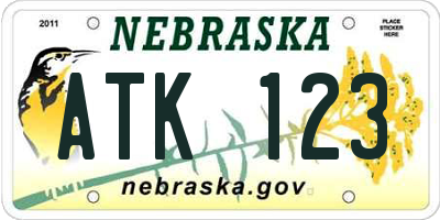 NE license plate ATK123