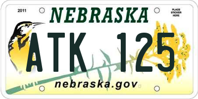 NE license plate ATK125