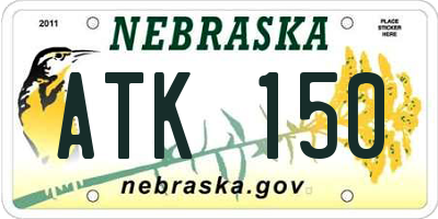 NE license plate ATK150