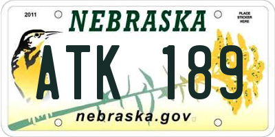 NE license plate ATK189
