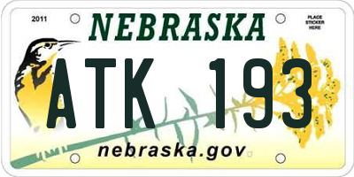 NE license plate ATK193