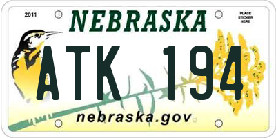 NE license plate ATK194