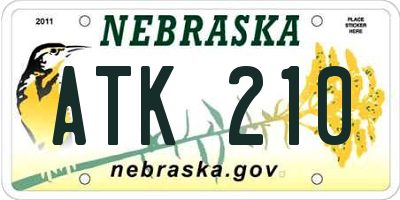 NE license plate ATK210