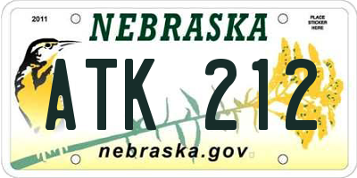 NE license plate ATK212