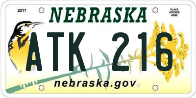 NE license plate ATK216
