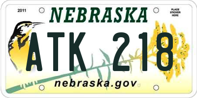 NE license plate ATK218