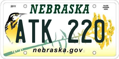 NE license plate ATK220