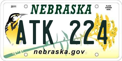 NE license plate ATK224