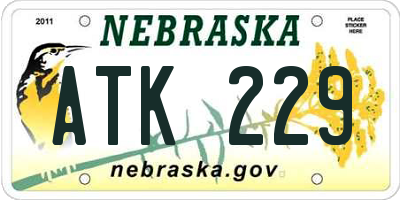 NE license plate ATK229