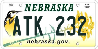 NE license plate ATK232