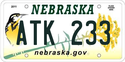 NE license plate ATK233