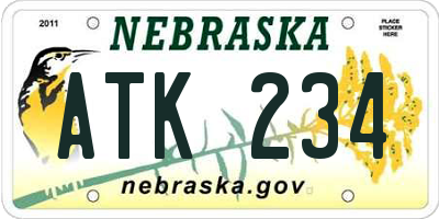 NE license plate ATK234