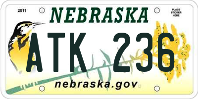 NE license plate ATK236