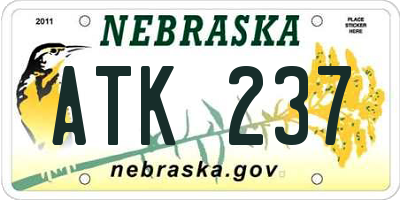 NE license plate ATK237