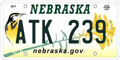 NE license plate ATK239