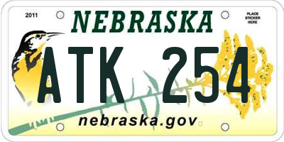 NE license plate ATK254