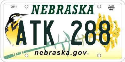 NE license plate ATK288