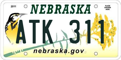 NE license plate ATK311
