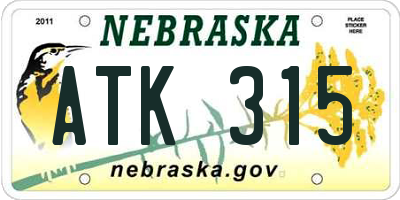 NE license plate ATK315