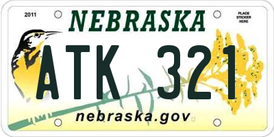 NE license plate ATK321