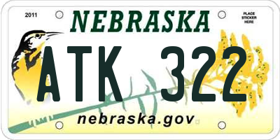 NE license plate ATK322