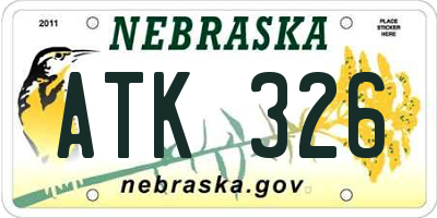 NE license plate ATK326