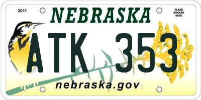 NE license plate ATK353