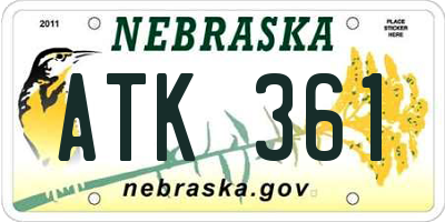 NE license plate ATK361