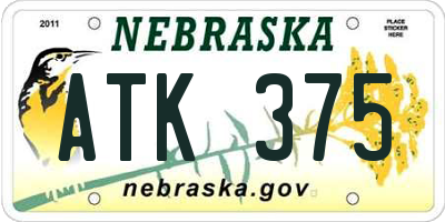 NE license plate ATK375