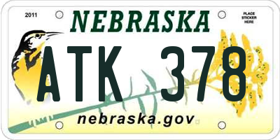 NE license plate ATK378