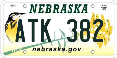 NE license plate ATK382