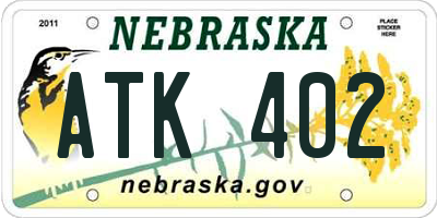 NE license plate ATK402