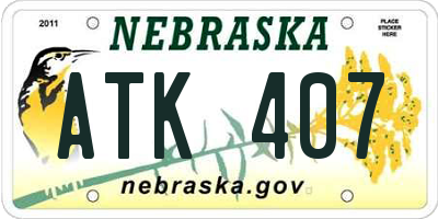 NE license plate ATK407