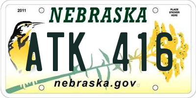 NE license plate ATK416