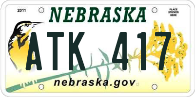 NE license plate ATK417