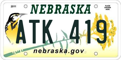 NE license plate ATK419