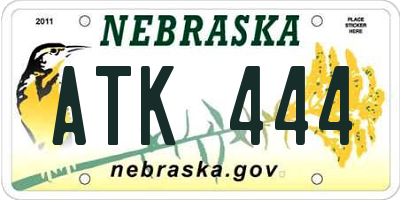 NE license plate ATK444