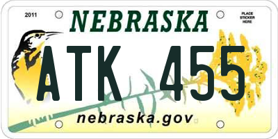 NE license plate ATK455