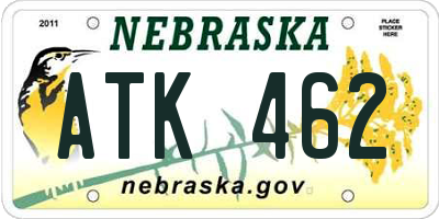 NE license plate ATK462