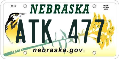NE license plate ATK477
