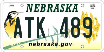 NE license plate ATK489