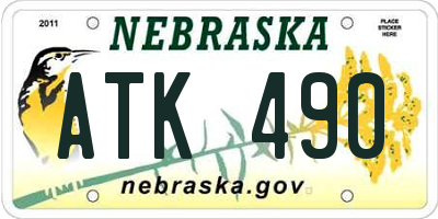 NE license plate ATK490