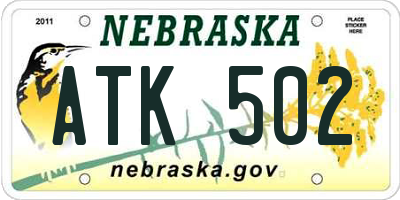 NE license plate ATK502