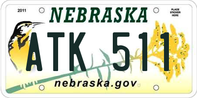 NE license plate ATK511
