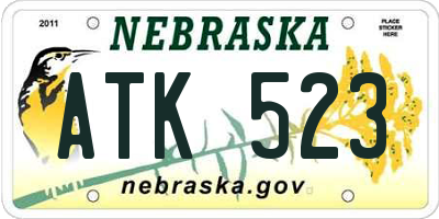 NE license plate ATK523
